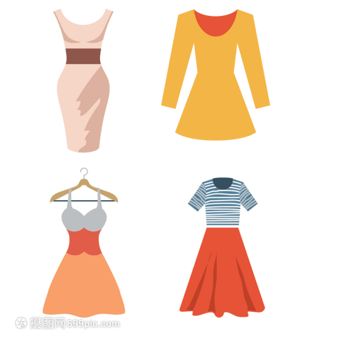 时尚之韵 女装与裙子矢量图标插画的艺术与应用